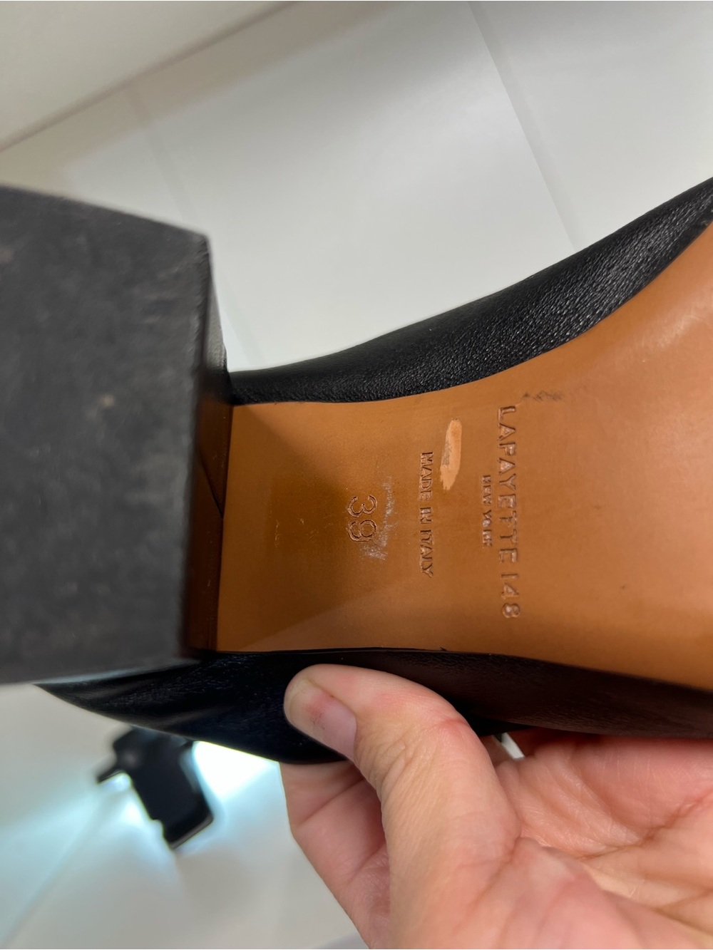 🔥🔥 Lafayette 148 New York Nappa Black Leather square toe Pumps size 39 - Picture 4 of 13